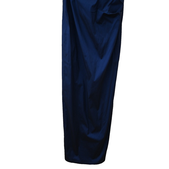 Talbot Runhof Maxi Dress Size 4 Blue Satin V-Neck Sleeveless Formal Evening Gown - Picture 3 of 10